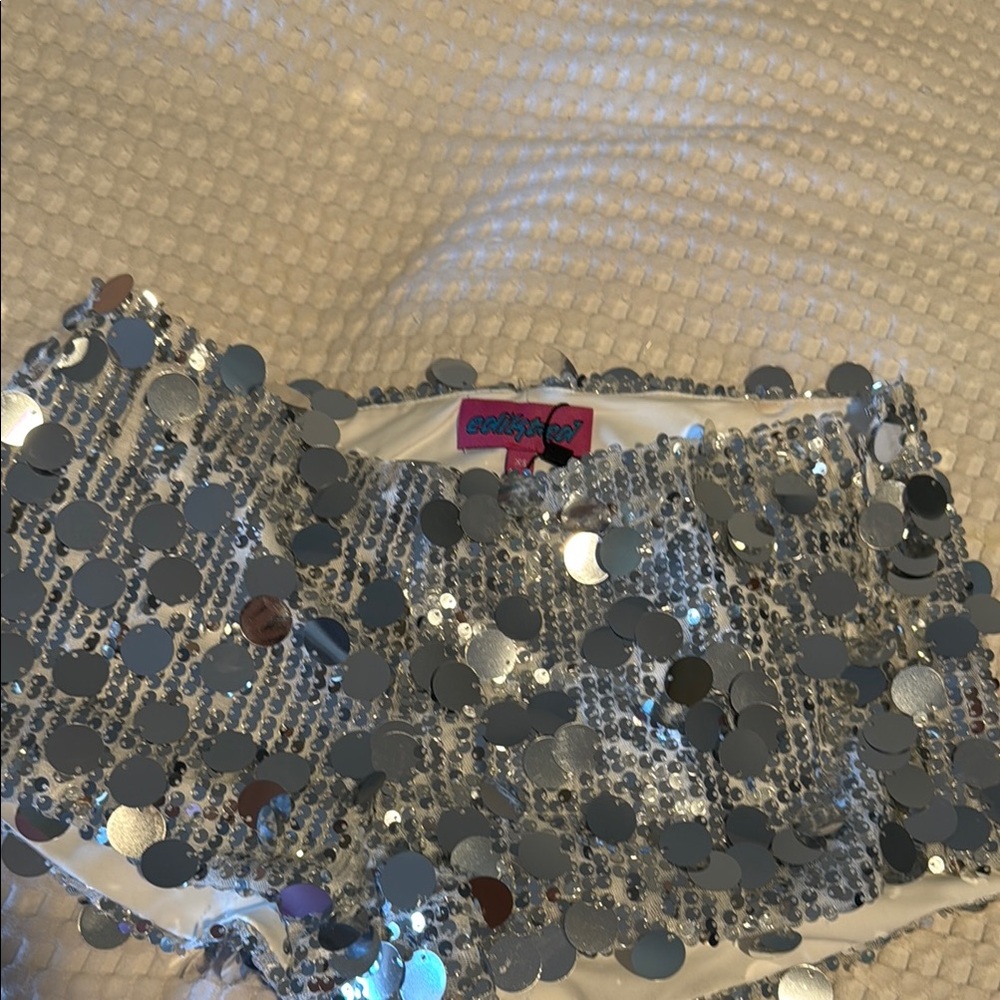 Silver Sequin Crop Top